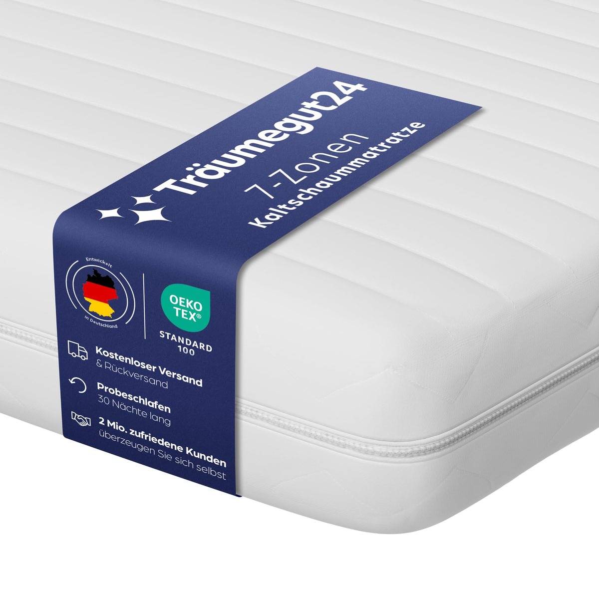 Träumegut24 AquaFlex Kaltschaummatratze 7-Zonen 120x200 cm H2&H3 mit abnehmbarem, waschbarem Bezug