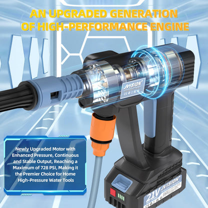 JVISION Akku-Hochdruckreiniger YZ-7WM mit 6-in-1-Düse und 2 Akkus