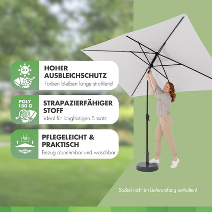Doppler Jack Sonnenschirm 300 x 200 cm hellgrau, knickbar mit Kurbel