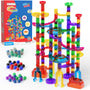 MaxTronic Murmelbahn 150-teilig, transparentes STEM Bauspielzeug aus ABS-Kunststoff mit 60 Murmeln