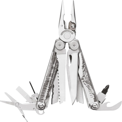 Leatherman Wave+ Multifunktionswerkzeug - Special Edition Grau, kompakt gefaltet. Vereint Zangen, Messer und Bits für vielseitige Reparaturen.