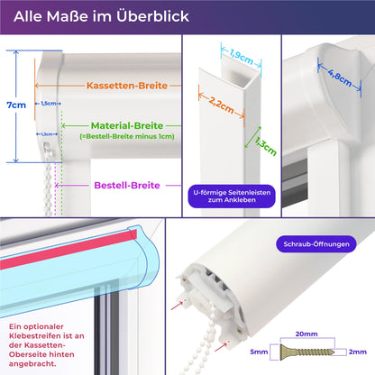 SchattenFreude Thermo-Rollo mit Kassette nach Mass, weiss