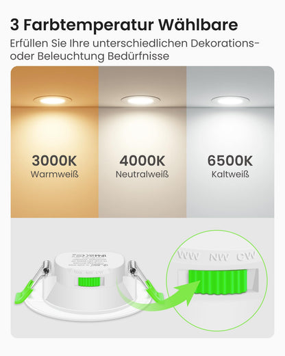 ALUSSO LED Einbaustrahler 230V, dimmbar, IP44, weiss, 12er Set