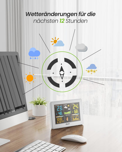 BALDR Funkwetterstation 359V2-WH mit Aussensensor und Farbdisplay