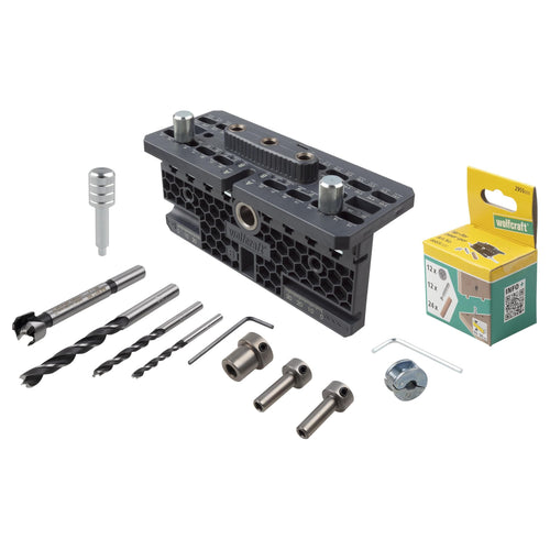 Wolfcraft Exzenter-Möbelverbinder-Set komplett für Möbelbau - 4665000. Silberne Exzenter zur stabilen Plattenverbindung.