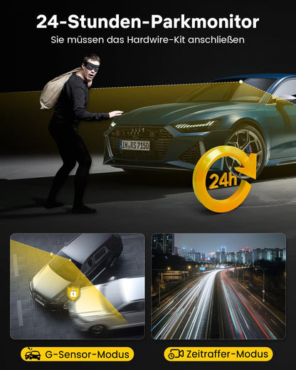GKU D700 Dashcam Auto, 4K Dual-Kamera vorne hinten mit GPS, WLAN
