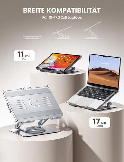 Lamicall Laptopständer, 360 Grad drehbar, verstellbar, 10-17,3 Zoll