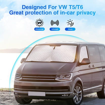 ZATOOTO Sonnenschutz Auto Frontscheibe für VW T5 T6, 3-teilig