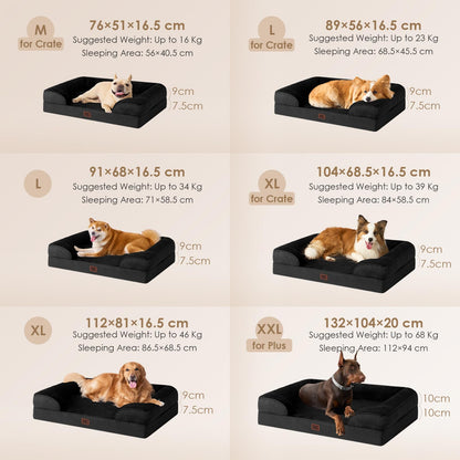 EHEYCIGA Orthopädisches Hundebett Memory Foam für Grosse Hunde - Schwarz