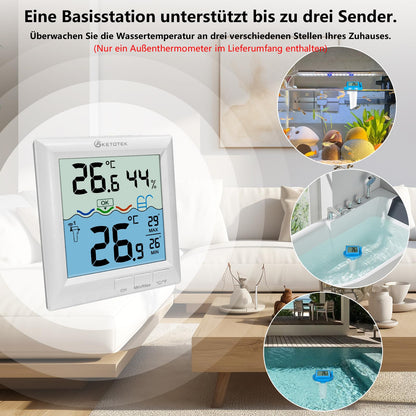KETOTEK Funk-Poolthermometer Schwimmend Digital mit Solar
