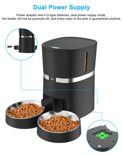 WellToBe Smart WiFi Futterautomat für Katzen & Hunde – Schwarz