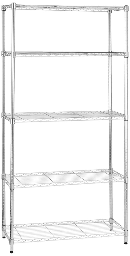 Amazon Basics Schwerlastregal 5 Böden – Chrom, 91x36x183 cm