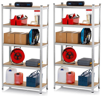 EASYmaxx Schwerlastregal 2er-Set 180x90x40 cm, 1750 kg Traglast, Metallgestell mit MDF-Böden