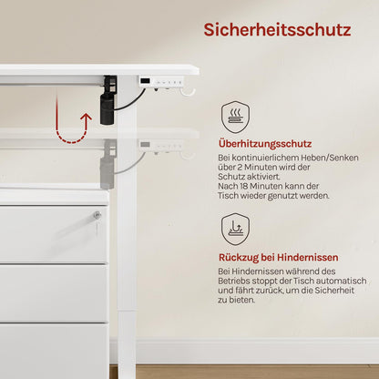 WOLTU Schreibtisch höhenverstellbar elektrisch, 80 x 48 cm, Weiss