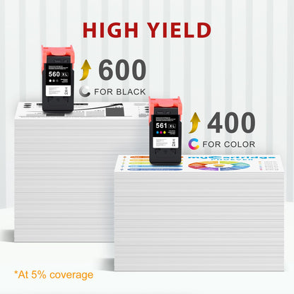 MYCARTRIDGE PG-560XL CL-561XL Druckerpatronen für Canon, 2er-Pack