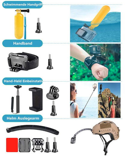 DIKER Action Cam Zubehör Set 70 in 1, XJT-70 für GoPro Hero 13-7