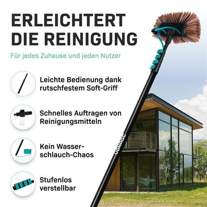 VONROC Teleskop Waschbürste 6,5m – Stiel für Reinigungssystem