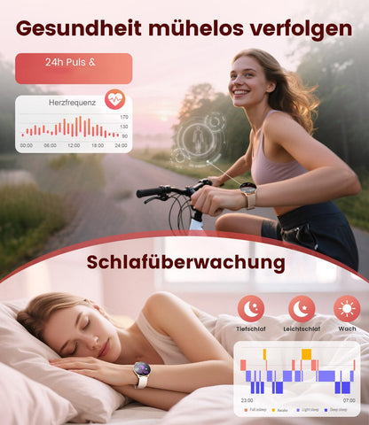 LIGE FV21 Smartwatch Damen mit AMOLED-Display, Roségold