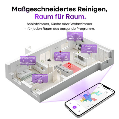 MONSGA MS1 Saugroboter mit Wischfunktion, 5000 Pa, LiDAR, Schwarz