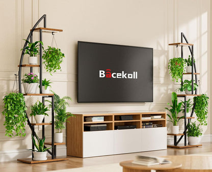 BACEKOLL 6 Ebenen Blumenständer mit Wachstumslichtern Schwarz 2er-Set