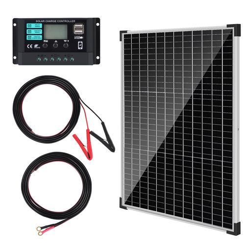 DERUXI Monokristallines Solarpanel-Kit 50W 12V mit 10A Laderegler