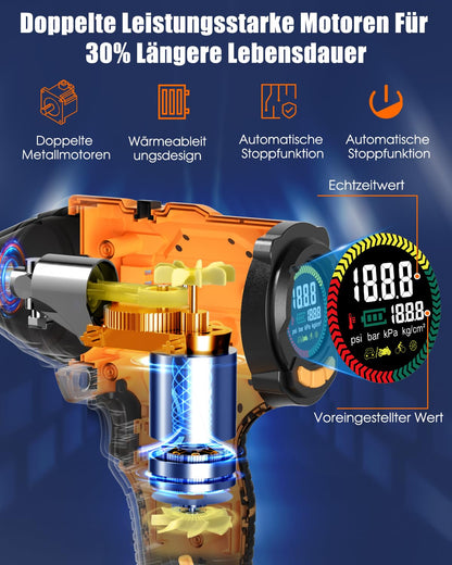 AUTDER AD380 Akku-Luftkompressor 180 PSI für Auto, Motorrad & Velo