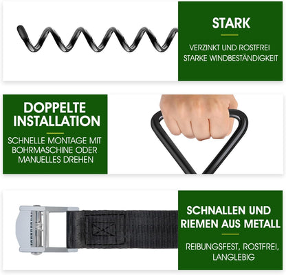 Payivsve Bodenanker Trampolin 8er-Set, Erdanker mit Gurten