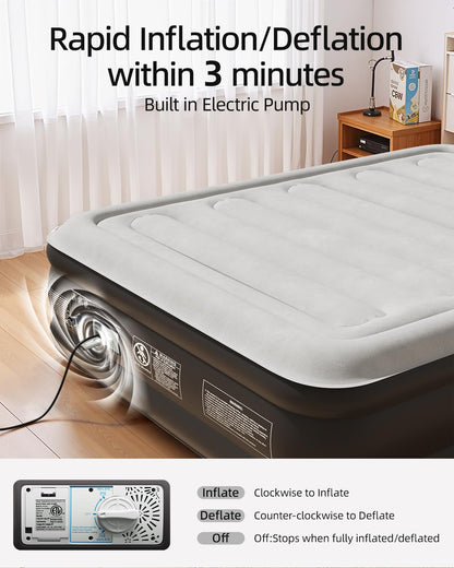 CHILLSUN Luftbett 2 Personen 203x152x46 cm – mit E-Pumpe