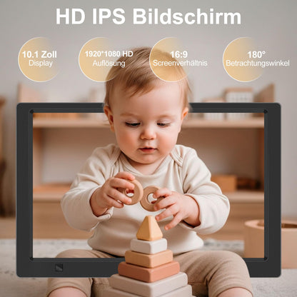 Timzeit Digitaler Bilderrahmen 10,1 Zoll IPS FHD mit 32GB USB-Stick
