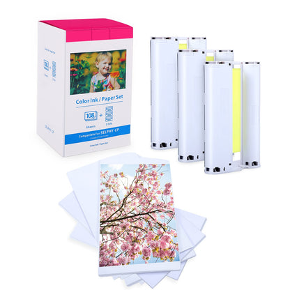MarkField KP-108IN Fotopapier + Patronen Set für Canon Selphy CP – 108 Blatt 10 x 15 cm, 3 Farbpatronen