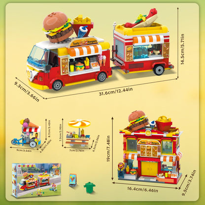 HOGOKIDS City Burger-Truck 2-in-1 Klemmbausteine, 826 Teile