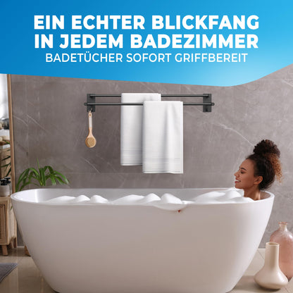 LOBUX Handtuchhalter ohne Bohren, Edelstahl schwarz, 80 cm, doppelt