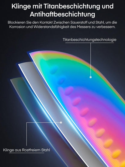 D.Perlla Messerblock Set 16-teilig, Titanbeschichtung Regenbogen