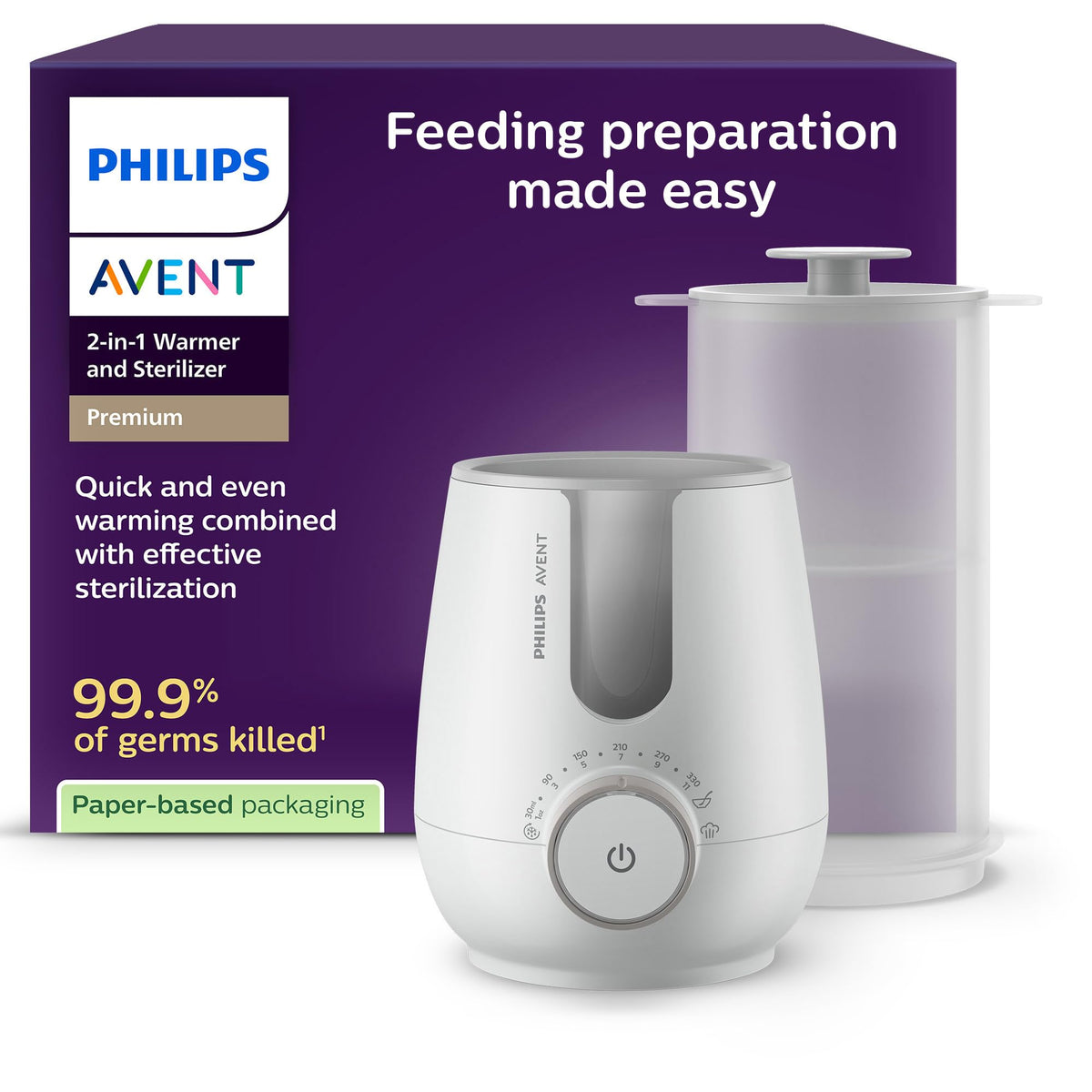 Philips Avent 2-in-1 Flaschenwärmer und Sterilisator SCF359/00 mit Warmwasserbadtechnologie