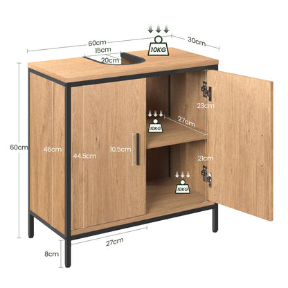 EUGAD Waschbeckenunterschrank 60x60x30 cm mit Trennwand, Schwarz