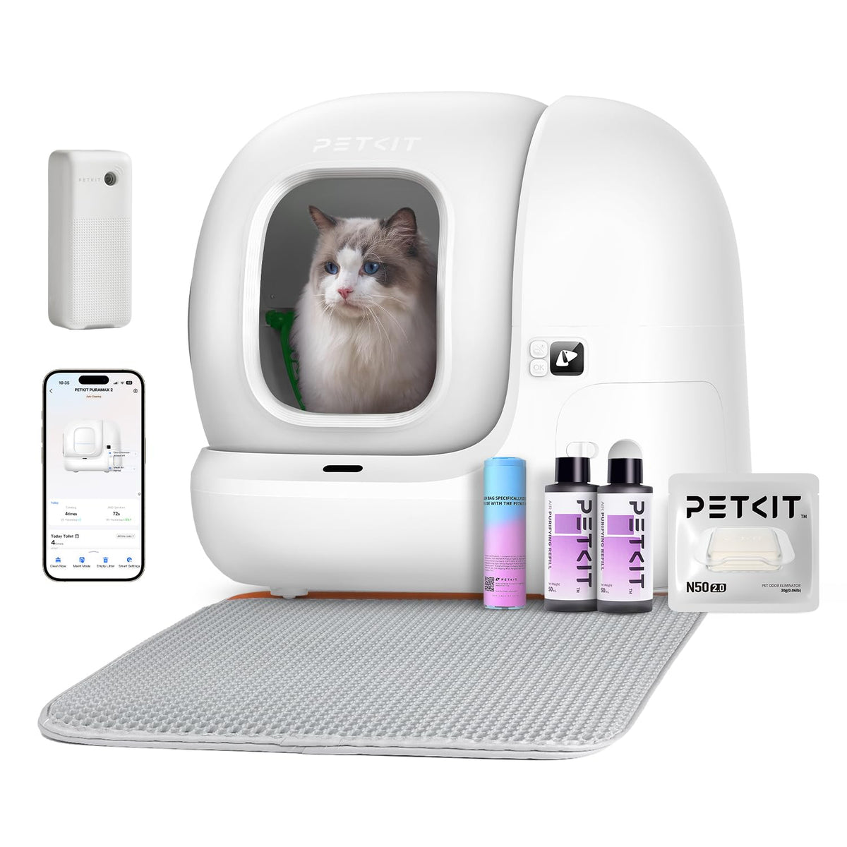 PETKIT Pura Max 2 Selbstreinigende Katzentoilette 76 L, App-Steuerung für mehrere Katzen