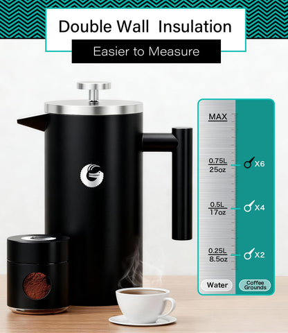 Coffee Gator French Press Kaffeebereiter 1 Liter Edelstahl