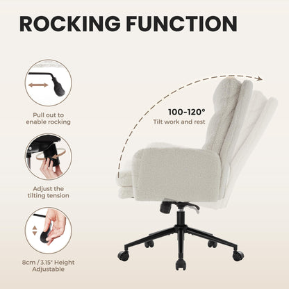 IWMH Bürostuhl mit hoher Rückenlehne aus Kaschmir, ergonomisch – weiss