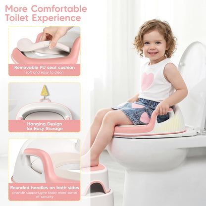 Maliton Toilettensitz für Kinder mit 2-stufigem Tritthocker, rosa