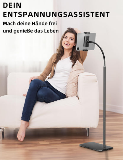 LanPavilion Tablet-Bodenständer, 360 Grad drehbar, Metall-Schwanenhals