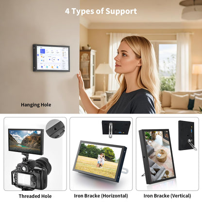 Aurevita Mini-Monitor 7 Zoll, tragbar, HDMI VGA AV BNC, 1024 x 600
