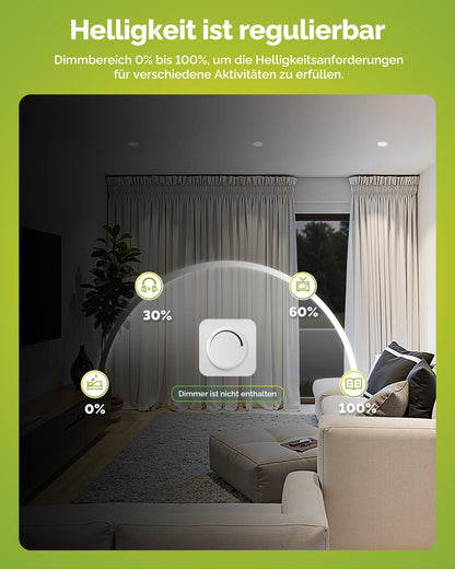Fondiiz LED Einbaustrahler dimmbar, 230V, 12er Set, IP44, weiss