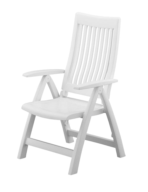 Kettler Hochlehner Gartenstuhl klappbar, verstellbar, weiss – Klappstuhl aus Kunststoff