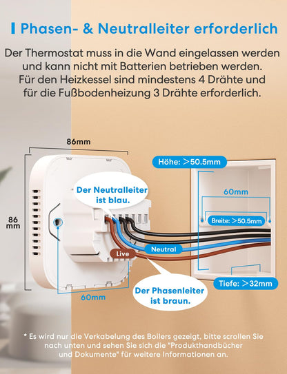Meross MTS215B WLAN Heizungsthermostat für Fussbodenheizung & Boiler
