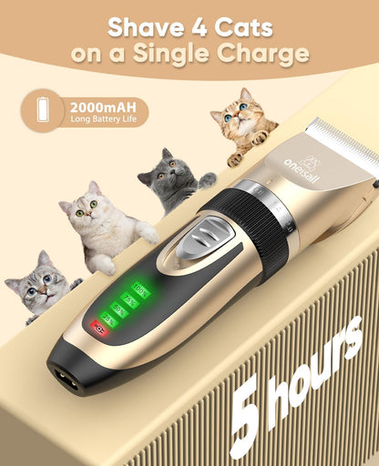 oneisall X2 Tierhaarschneidemaschine für Katzen und Hunde, Gold