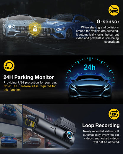GKU D600Pro 4K Dashcam Auto vorne und hinten mit GPS und WiFi