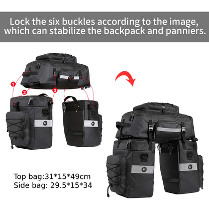 BAIGIO Fahrradtasche 3-in-1 wasserdichte Gepäckträgertasche 75L