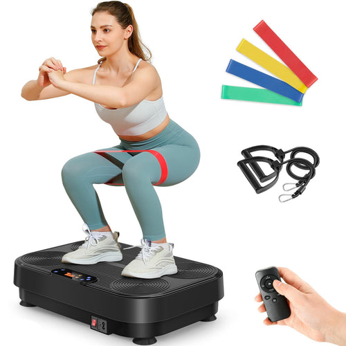 THERUN Vibrationsplatte Rüttelplatte Heimtrainer - Black. Rechteckige, schwarze Vibrationsplatte für Ganzkörpertraining zu Hause.
