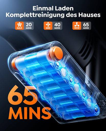 Fieety V9 Akku Staubsauger kabellos, 600 W, 50 kPa, mit Biegegelenk
