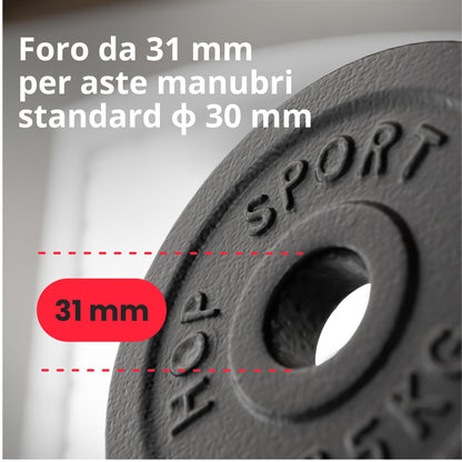 Hop-Sport Hantelscheiben Set Gusseisen 20 kg (4 x 5 kg) 31 mm Bohrung
